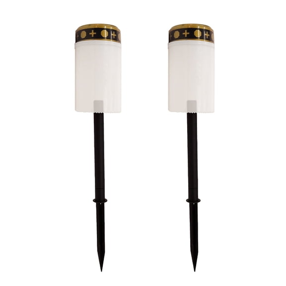 Hevirgo 2Pcs Outdoor Cemetery Ritual Waterproof Candle Lamp Solar Powered Eletric Light