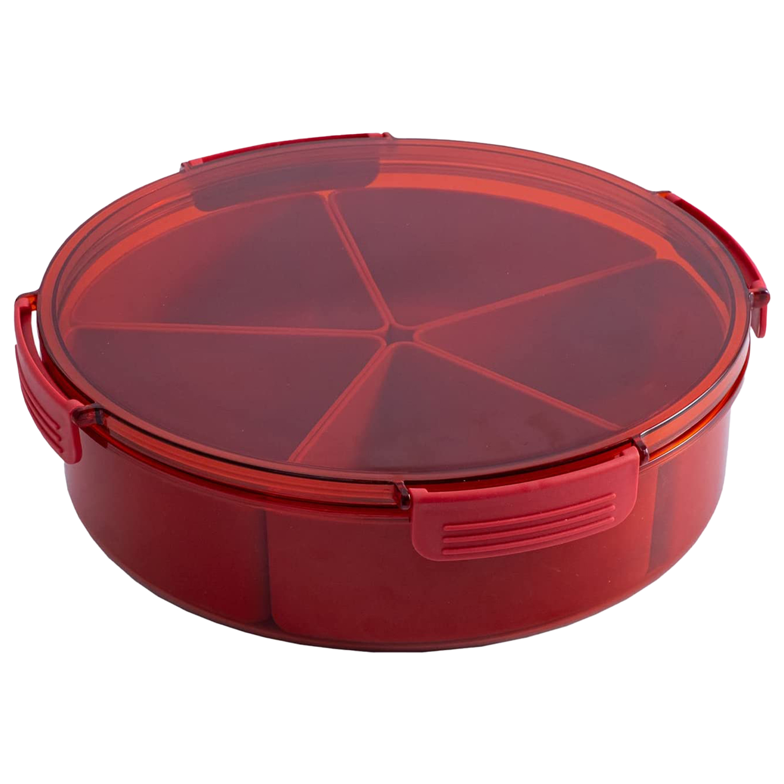 Pontos Round Plastic Divided Serving Tray with Lid 4/5 Individual