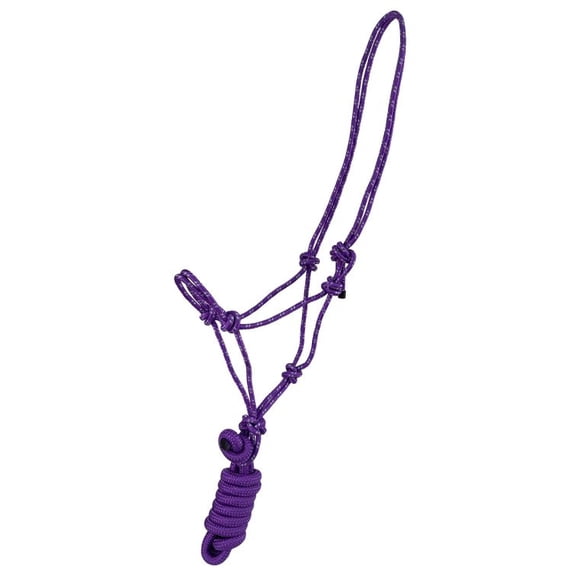 Pony Adjustable Braided Nylon Cowboy Knot Rope Halter w/ Lead