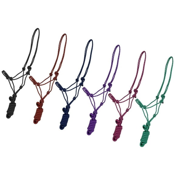 Pony Adjustable Braided Nylon Cowboy Knot Rope Halter w/ Lead