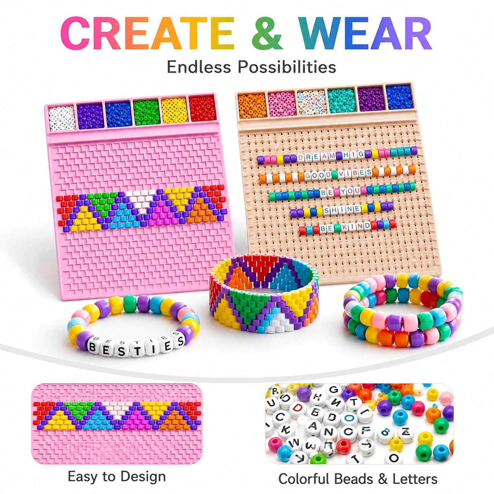 Pony Bead Board, Kandi Fast Stringing Tray For 6x9mm Pony Beads, Grid ...