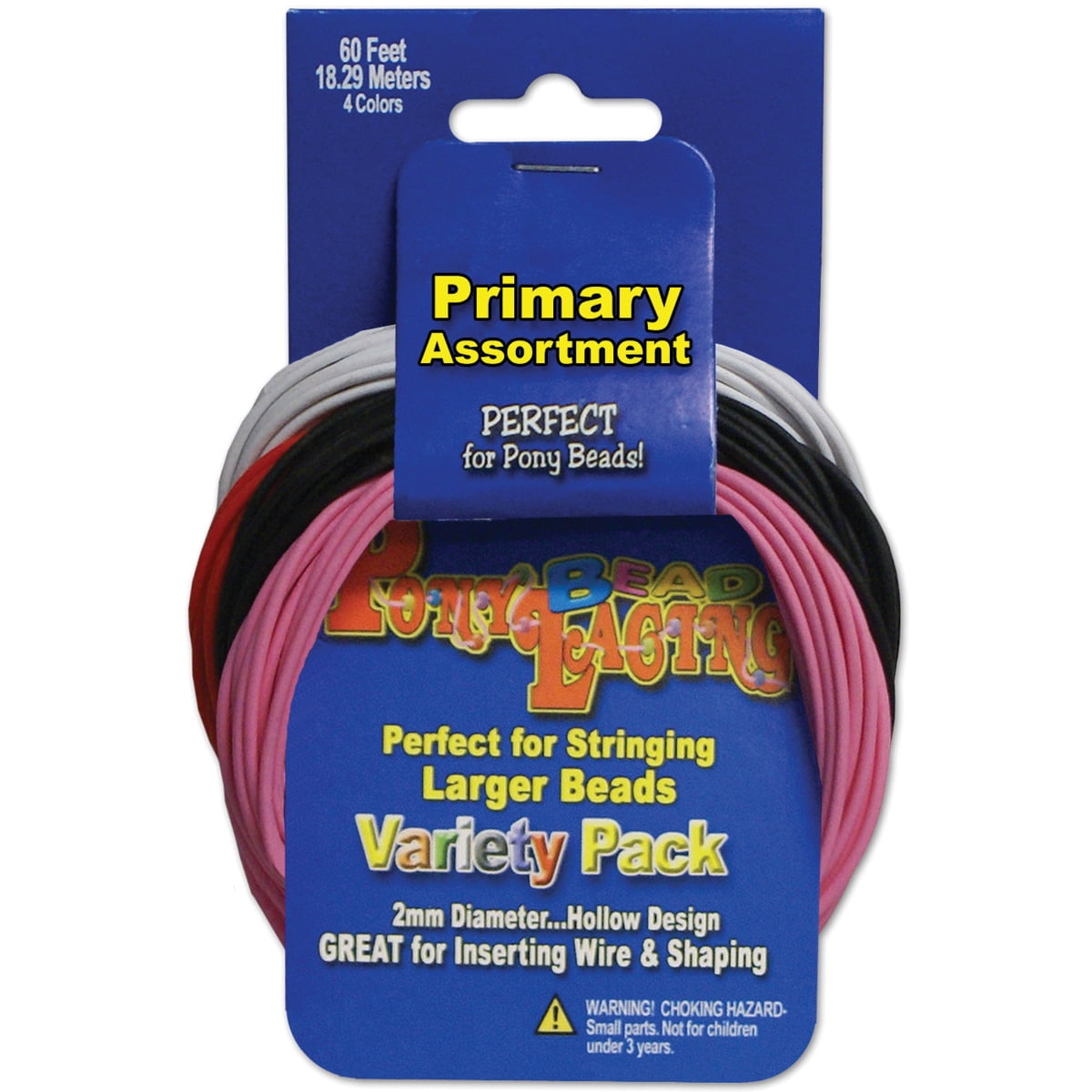 Pony Bead Lacing Variety Pack 60'Primary Colors