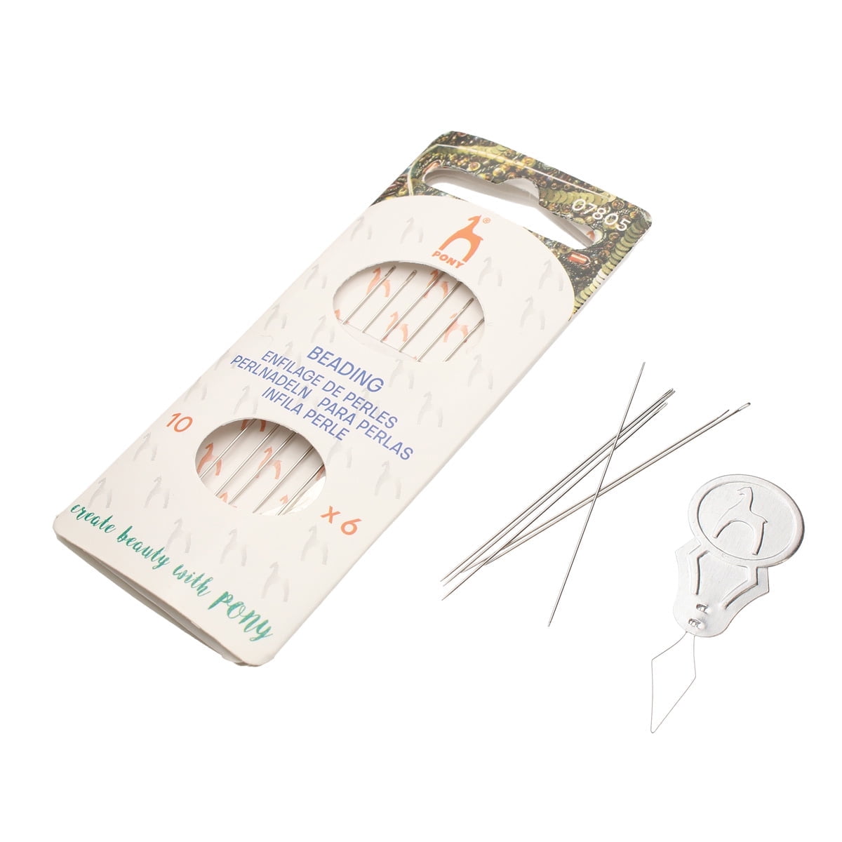 Pony Beading Needles, Size 10, Pack of 6, 4.5 Inches, Made in India, Use for loom weaving beadwork, off-loom stitching and jewelry making with seed beads