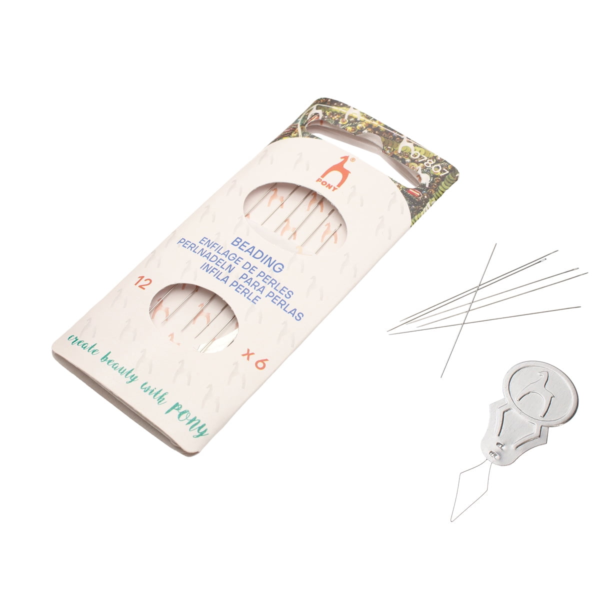 Pony Beading Needles, Size 12, Pack of 6, 4.5 Inches, Made in India, Use for Loom Weaving Beadwork, Off-Loom Stitching & Jewelry Making with Beads