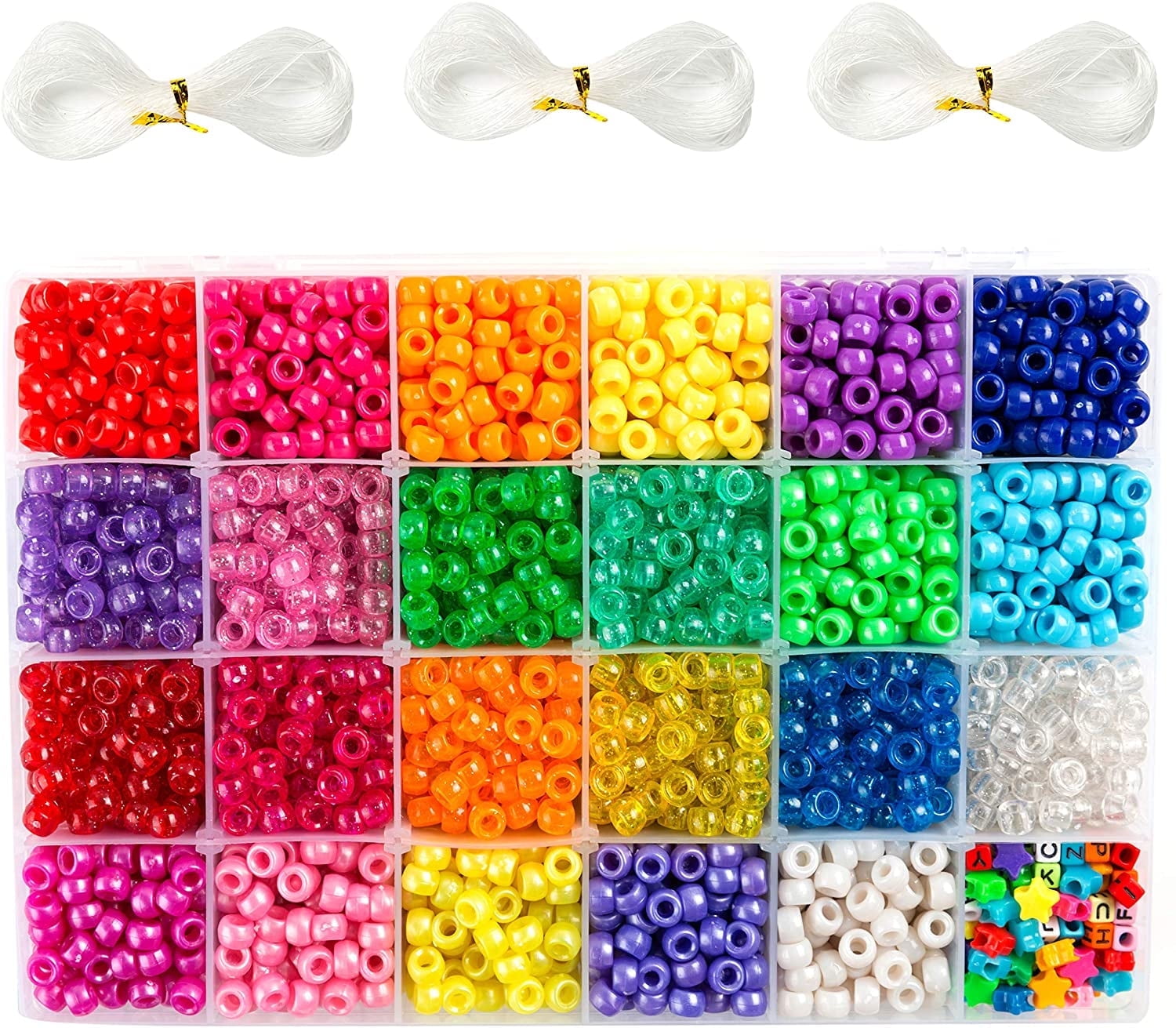 INSCRAFT DIY Arts & Crafts Kit 3,300 pcs 9mm Pony Beads with ABC