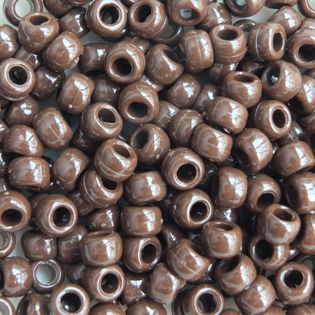 Pony Beads Chocolate Brown Opaque Crow Beads 6x9mm Large Hole Made in USA