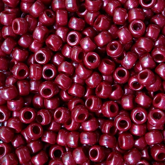 Pony Beads Cranberry Red Pearl Crow Beads 6x9mm Large Hole Made in USA