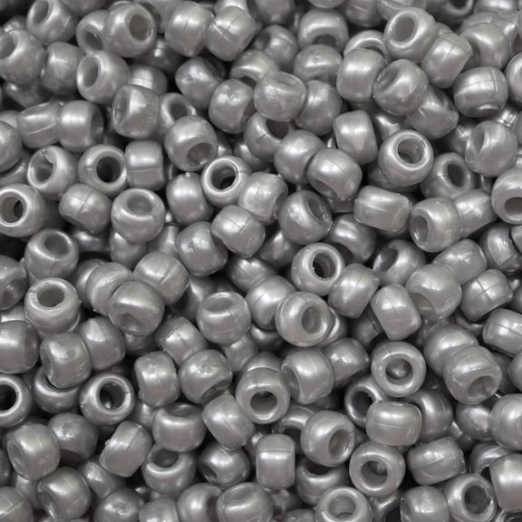 Pony Beads Deco Silver Gray Luster Crow Beads Made in USA 6x9mm Large Hole
