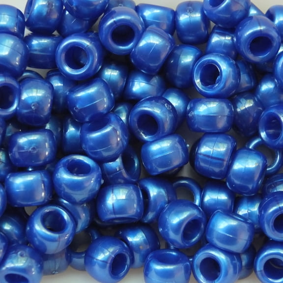 Pony Beads Deep Blue Pearl Crow Beads 6x9mm Large Hole Made in USA