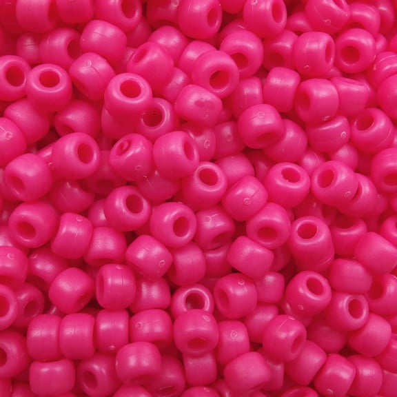Pony Beads Hot Pink Matte Crow Beads 6x9mm Large Hole Made in USA