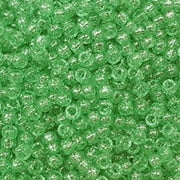 Pony Beads Light Green Glitter Sparkle Crow Beads Made in USA 6x9mm Large Hole