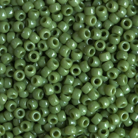 Pony Beads Olive Green Crow Beads 6x9mm Large Hole Made in USA