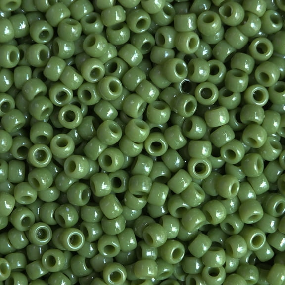 Pony Beads Olive Green Crow Beads 6x9mm Large Hole Made in USA