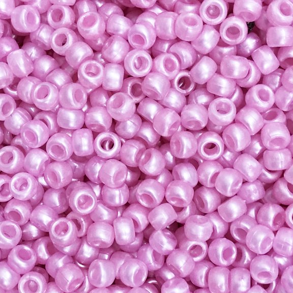 Pony Beads Pink Pearl Crow Beads 6x9mm Large Hole Made in USA