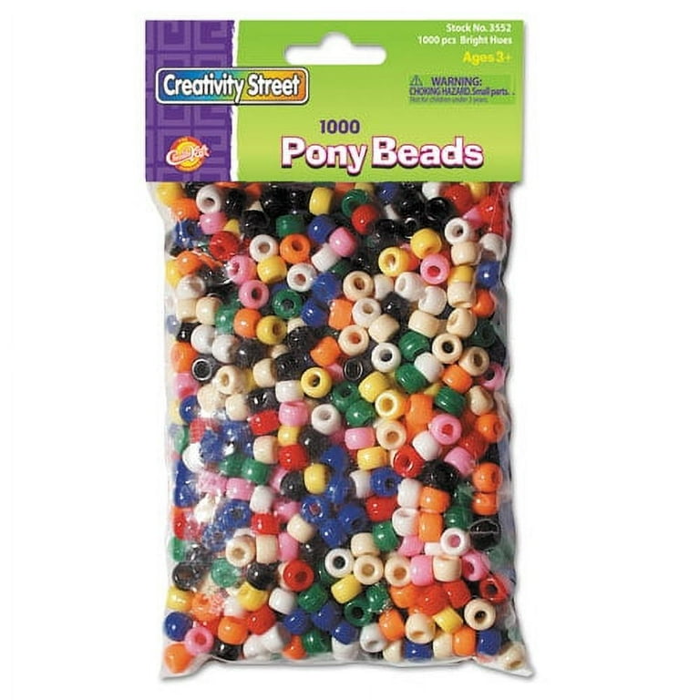 Pony Beads, Plastic, 6 mm x 9 mm, Assorted Primary Colors, 1,000/Set Pony Beads, Plastic, 6 mm x 9 mm, Assorted Primary Colors, 1,000/Set