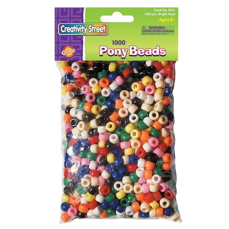 Pony Beads, Plastic, 6 mm x 9 mm, Assorted Primary Colors, 1,000/Set Pony Beads, Plastic, 6 mm x 9 mm, Assorted Primary Colors, 1,000/Set