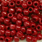 Pony Beads Red Opaque Crow Beads 6x9mm Large Hole Made in USA
