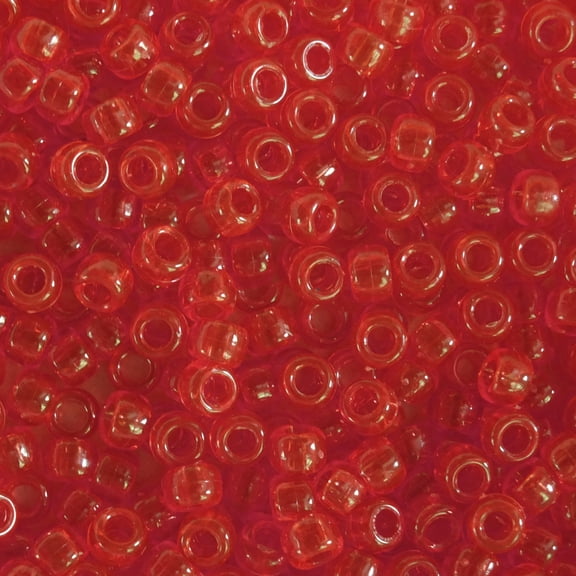 Pony Beads Ruby Red Transparent Crow Beads 6x9mm Large Hole Made in USA