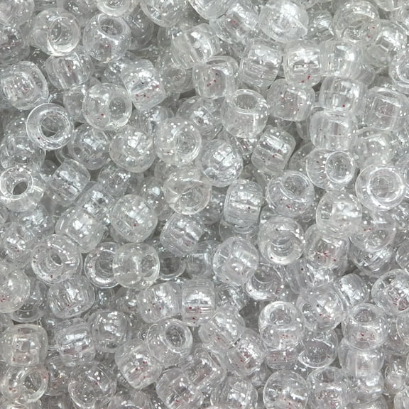 Pony Beads Silver Sparkle Glitter Crow Beads 6x9mm Large Hole Made in USA