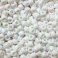thumbnail image 1 of Pony Beads White Snow Matte Frost Crow Beads Made in USA 6x9mm Large Hole, 1 of 2