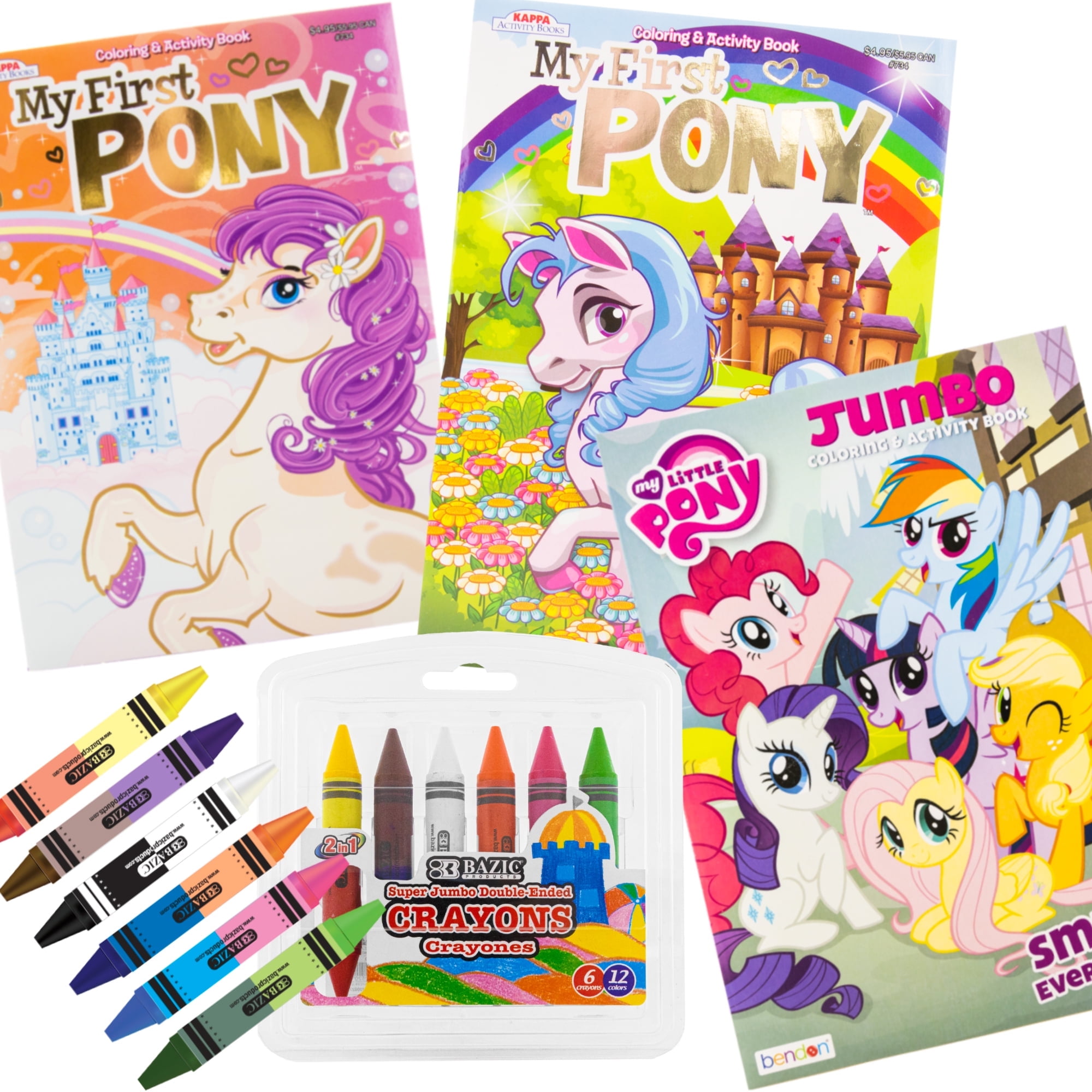 Pony Coloring and Activity Book Set, Include 3 Books & Jumbo 
