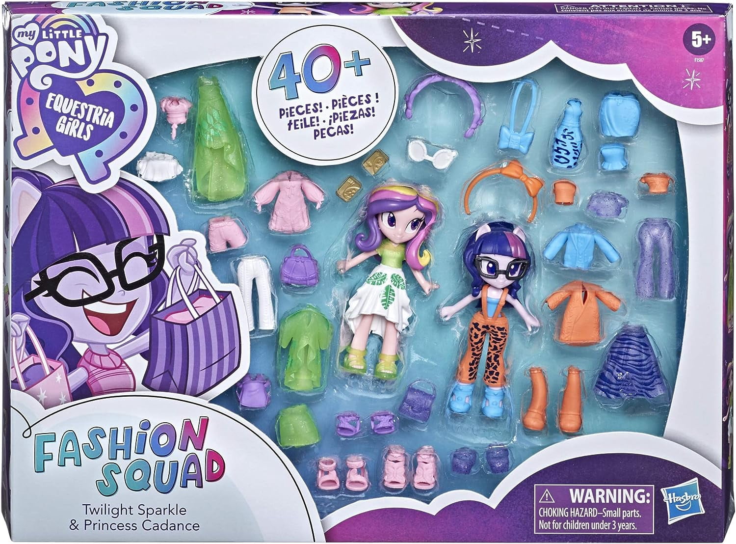 Pony Girl Fashion Squad Twilight and Princess Mini 7.5in dolls set plastic toys, 40 fashion accessories, can play dress-changing games, match different clothes