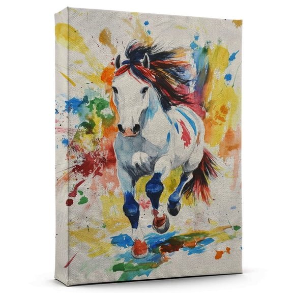 Pony Pinto German Riding Canvas Wall Art Animal Decor, Pony Pinto German Riding Canvas Prints Wild Animal Artwork for Living Room Bedroom Office 190HD905
