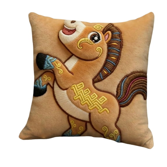 Pony Print Throw Pillow Covers 18"x18", Decorative Cushion Case with Animal Pattern for Holiday Home Decor, Sofa Couch Bedroom Accent, Cover Without Insert,A
