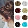 thumbnail image 1 of Pony Tail Hair Extension Bun Big Wave Curls Hairpiece Wrap Chignon Scrunchie Synthetic Hair for Women, 1 of 8
