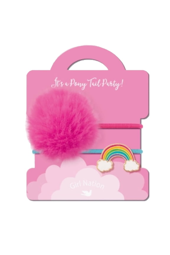 Pony Tail Whimsy Clouds Luvs Rainbow - Pink