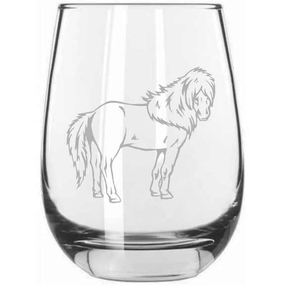 Pony della Giara Body Horse Themed Etched 15.25oz Libbey Stemless Wine Glass