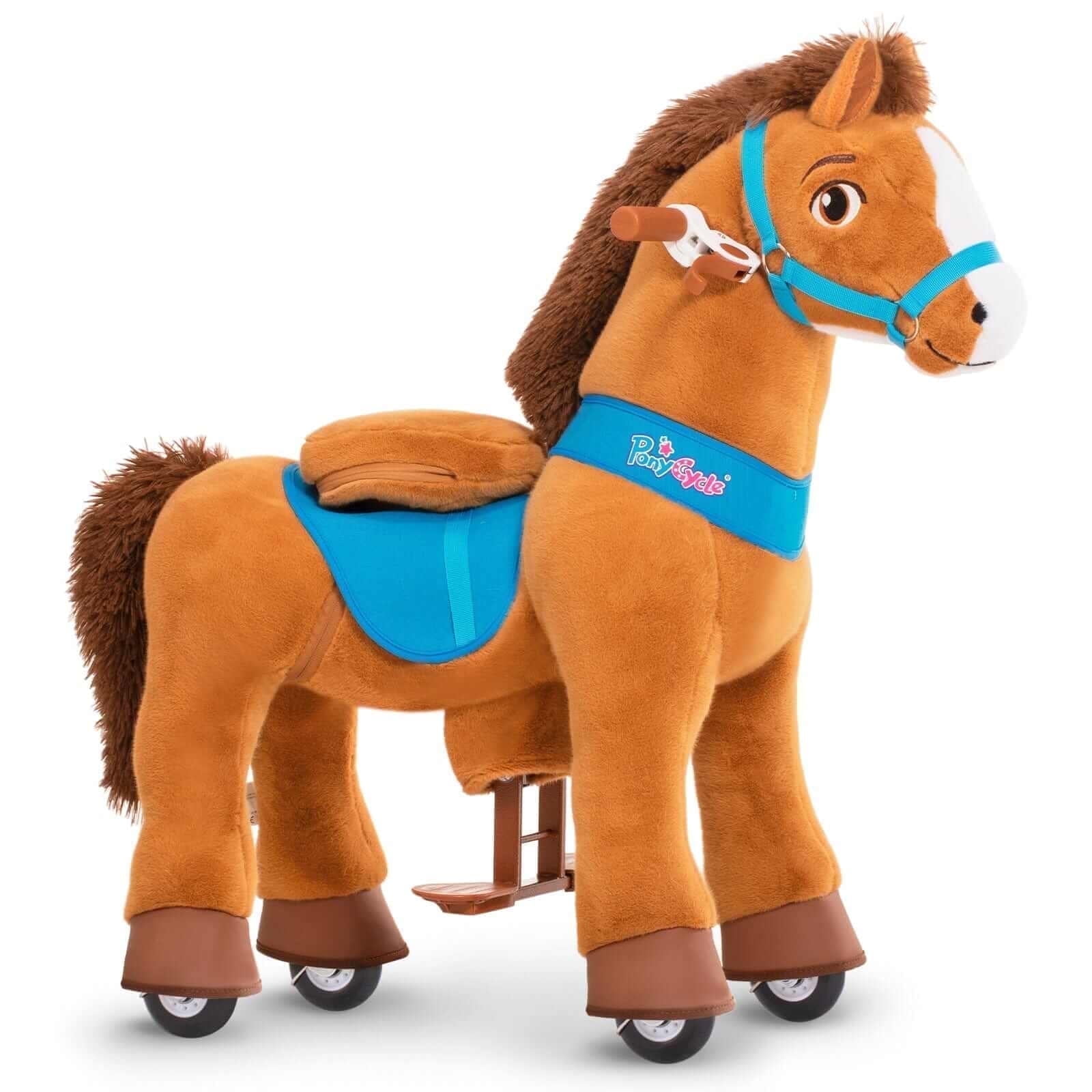 PonyCycle Horse Ride on Toys for Toddlers 3-4 Brown with Brake - Main Image
