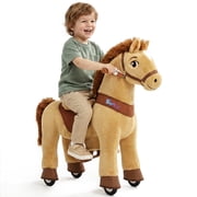 PonyCycle Kid-Powered Ride-On Horse Toy, No Battery, Hand Brake, Ages 3 4, Light Brown, E336