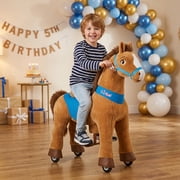PonyCycle Kid-Powered Ride-On Horse Toy, No Battery, Hand Brake, Ages 4 7, Brown, E437