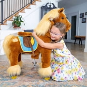 PonyCycle Ride on Horse Toys Walking Horse No Battery No Electricity Mechanical Giddy up Pony Plush Toy Ride on Animal Size 4 for Age 4-7 Years X46
