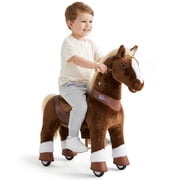 PonyCycle Ride-On Horse Toy for Toddlers, Touch Sound, Plush, No Battery, Ages 3-4, Brown, Y374
