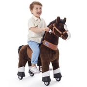 PonyCycle Ride-On Horse Toy, with Sound, No Battery, Hand Brake, Ages 3-4, Dark Brown, Ux321