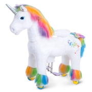 PonyCycle Ride-On Unicorn Toy for Girls, Walking Motion, No Battery, Ages 4-7, Rainbow, X42