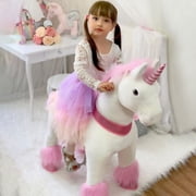 PonyCycle Ride-On Unicorn Toy for Toddler Girls, with Sound, No Battery, Ages 3-4, Pink, Ux302