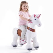 PonyCycle Ride-On Unicorn Toy with Sound and Hand Brake, Kid-Powered, Ages 3–4, White, U304