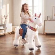 PonyCycle Kid-Powered Unicorn Ride-On Toy, No Battery, Smooth Wheels, Ages 4-7, White, Ux404