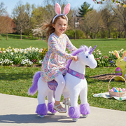 PonyCycle Kid-Powered Unicorn Ride-On Toy, No Battery, Smooth Wheels, Ages 4-7, Purple, Ux406-1