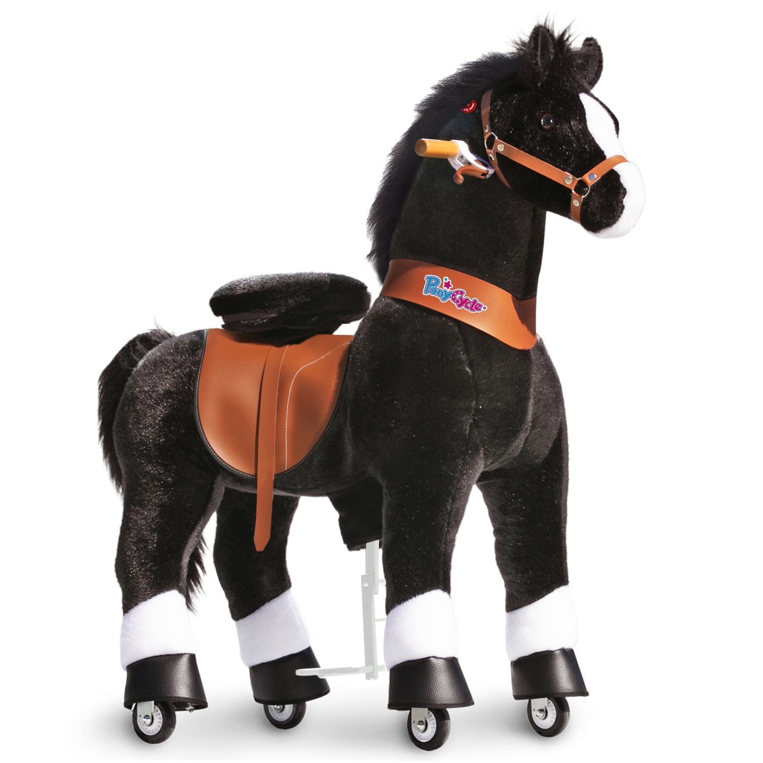 PonyCycle Kids Ride On Stable Power Pony Toy Black for Boys and