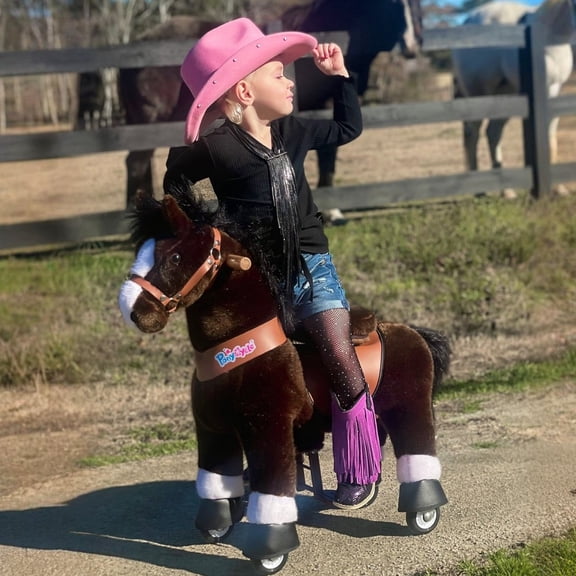 PonyCycle Ride on Horse Toy Kids Ride on Toys Horse with Wheels for Kids Age 3-4 Chocolate Brown U321