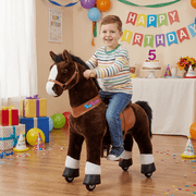 PonyCycle Kid-Powered Hores Ride-On Toy, No Battery, Smooth Wheels, Ages 4-7, Chocolate Brown, U421
