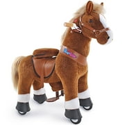 PonyCycle Ride on Horse Toy Riding Plush Pony Walking Rocking Horse Toy with Hand Brake for Toddlers Age 3-4 Years Ux324
