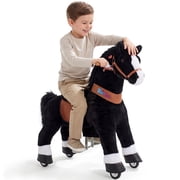 PonyCycle Ride-On Horse Toy, with Sound, No Battery, Hand Brake, Ages 4-7, Black, Ux426