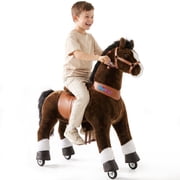 PonyCycle Ride-On Horse Toy with Sound and Hand Brake, Kid-Powered, Ages 7+, Chocolate Brown, Ux521