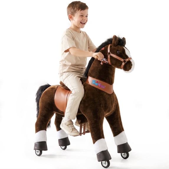 PonyCycle Ride-On Horse Toy with Sound and Hand Brake, Kid-Powered, Ages 7+, Chocolate Brown, Ux521