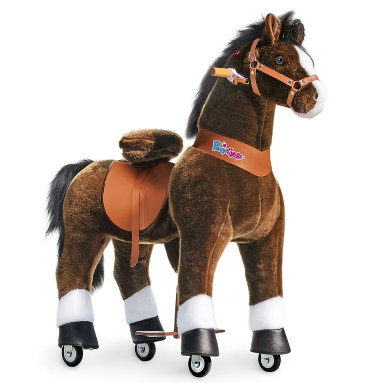 PonyCycle Kids Rideable Rolling Horse Toy Size 5 for Age 7 with Brake Chocolate Brown Ux521 Walmart
